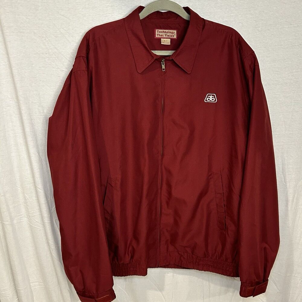 Pioneer Seed Logo Mens Jacket Maroon XL Tall Plaid Lining Technology That Yields